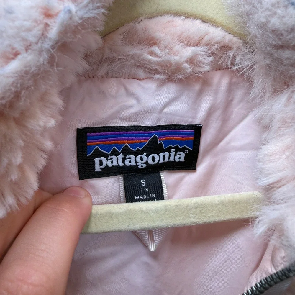 Patagonia Girls Full Zip Fleece Jacket Pink Size Small 7-8 High Pile